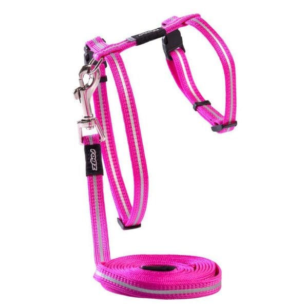 Rogz Alleycat Sele m/kobbel Rosa m/refleks S 11mmx24-40cm