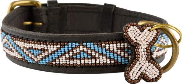 Kampuni lærhalsbånd Kabaka Sky Mini 38x1,9cm