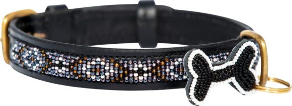 Kampuni lærhalsbånd Skinny Ombima Svart L 61x2,1cm