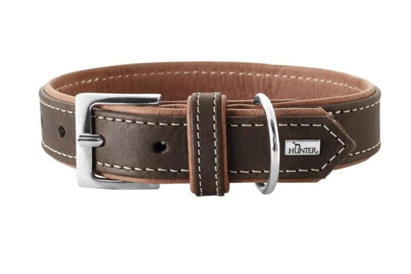 Hunter Lærhalsbånd Porto mørkebrun/cognac 55cm/M