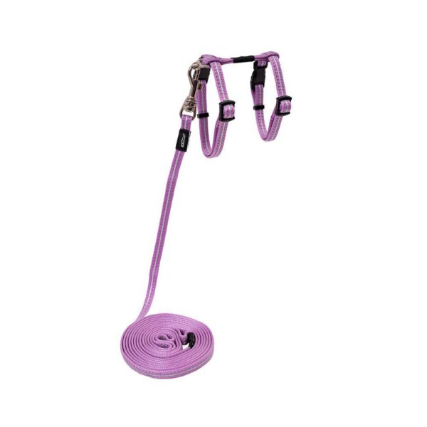 Rogz Alleycat Sele m/kobbel Lys lilla m/refleks XS 8mmx19-30cm