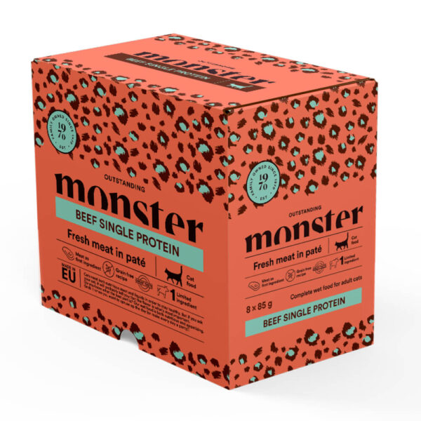 Monster Cat Adult Beef Pouches 8x85g