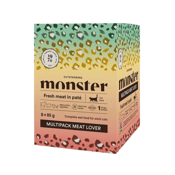 Monster Cat Multipack Meat Lover Pouches 8x85g