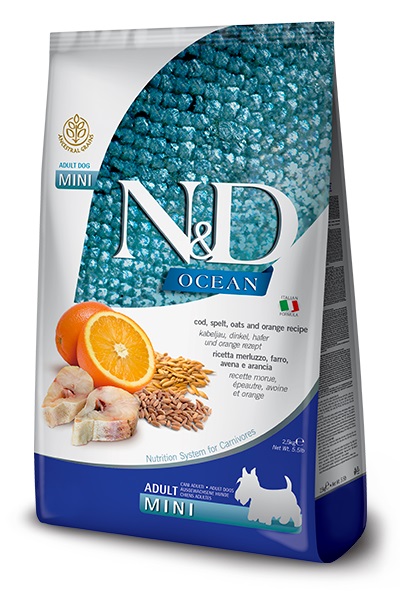 Farmina N&D Dog Ocean Cod, Spelt, Oats & Orange Adult Mini 7kg