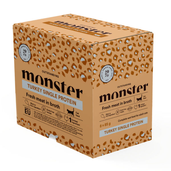 Monster Cat Adult Turkey Pouches 8x85g