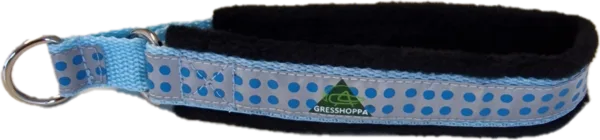 Gresshoppa Halsbånd Fleecehalvstrup svart m/refleks og prikker 35cm