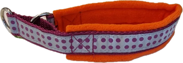 Gresshoppa Halsbånd Fleecehalvstrup orange m/refleks & prikker 40cm