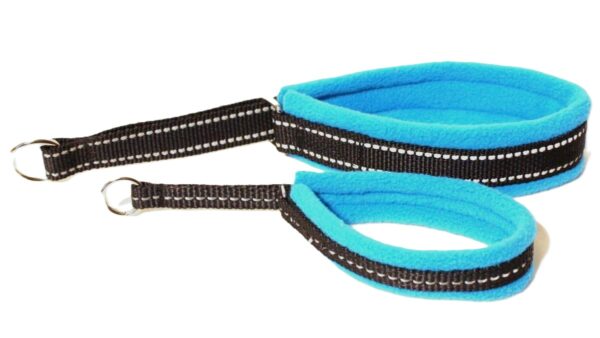 Alac Halsbånd Halvstrup Refleks svart m/lysblå fleece 10mmx25cm