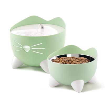 Catit vannfontene Pixi grønn 2,5L og fôrskål