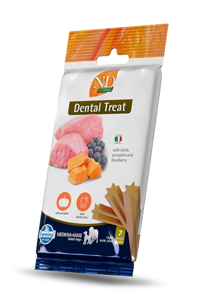Farmina Dental Treat N&D Pumpkin Dog Lamb & Blueberry Adult Med/Maxi 100g
