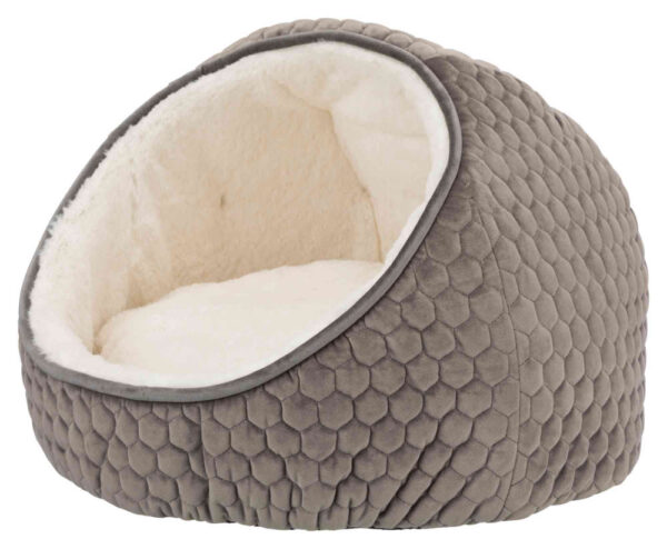 Kattehule Livia Taupe/cream fløyel/plysj ø55x45cm