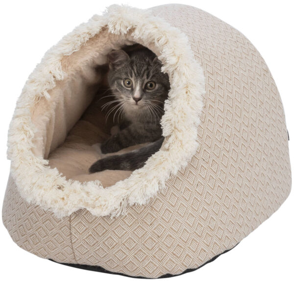 Kattehule Boho Beige Vedv/plysj/jute 35x26x41cm