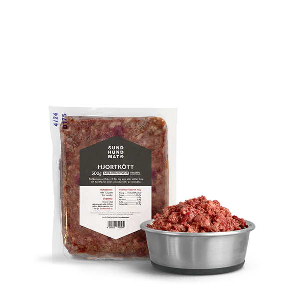 Sund Hundmat Tilleggsfôr Hjortekjøttblanding 500g