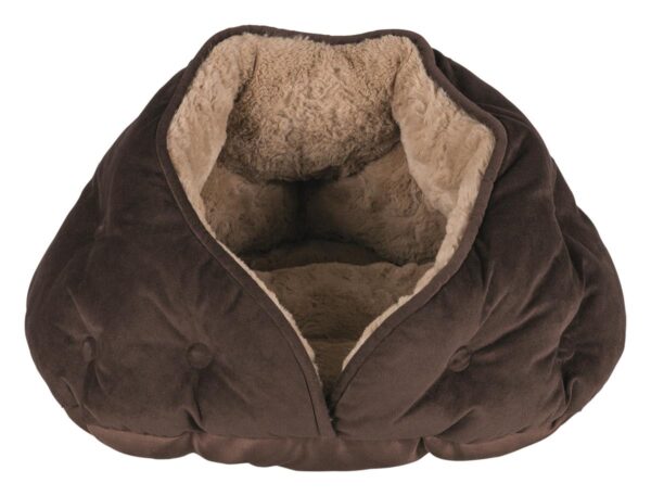 Kattehule Malu lysbrun/brun semsket/soft plysj 47x41x27cm