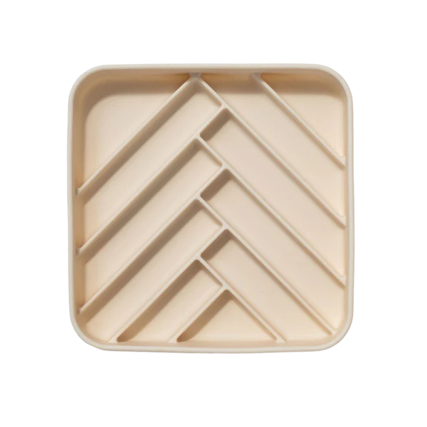dogged Chevron Slowfeeder Bowl Buttercream