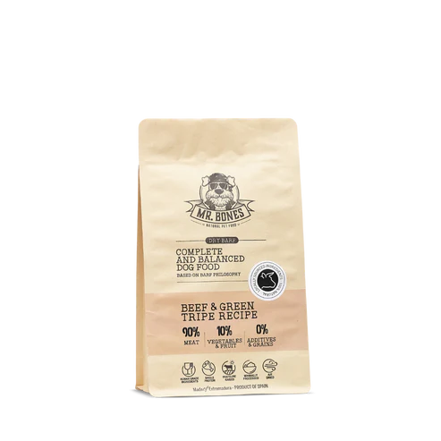 Mr. Bones Dry BARF Beef with Green tripe recipe 450g