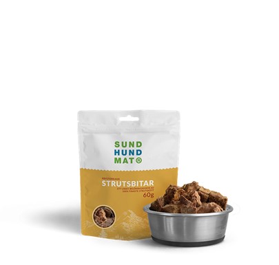 Sund Hundmat Frysetørkede Strutsebiter 60g