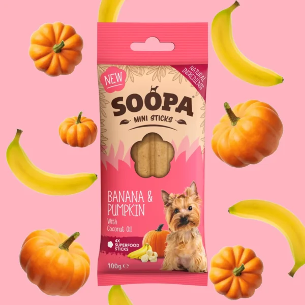 Soopa banan og gresskar mini tyggesticks