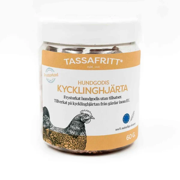 Tassafritt Frysetørkede kyllinghjerter 60g
