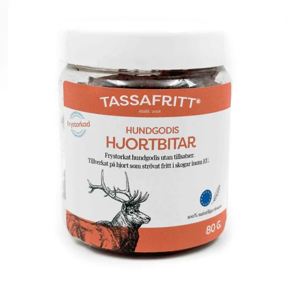 Tassafritt Frysetørkede godbiter hjort 80g