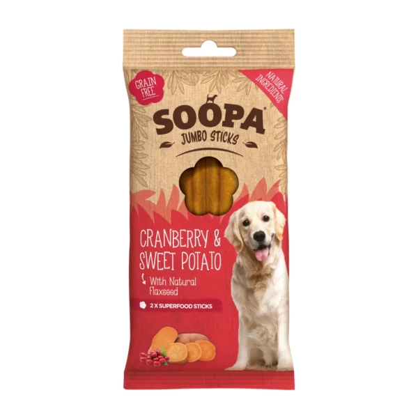Soopa tranebær & søtpotet jumbosticks 170g