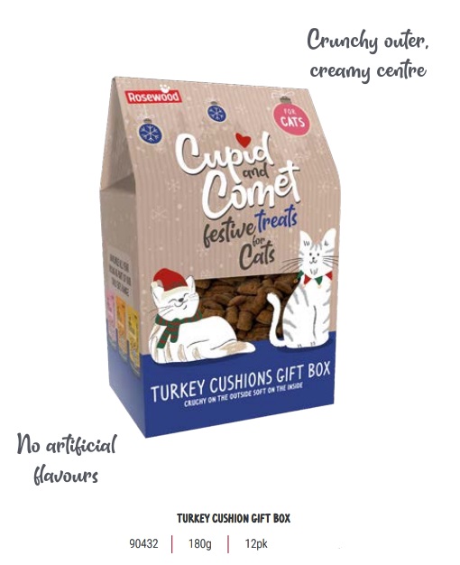 Rosewood Cupid & Comet Festive Treats for Cats Turkey 180g