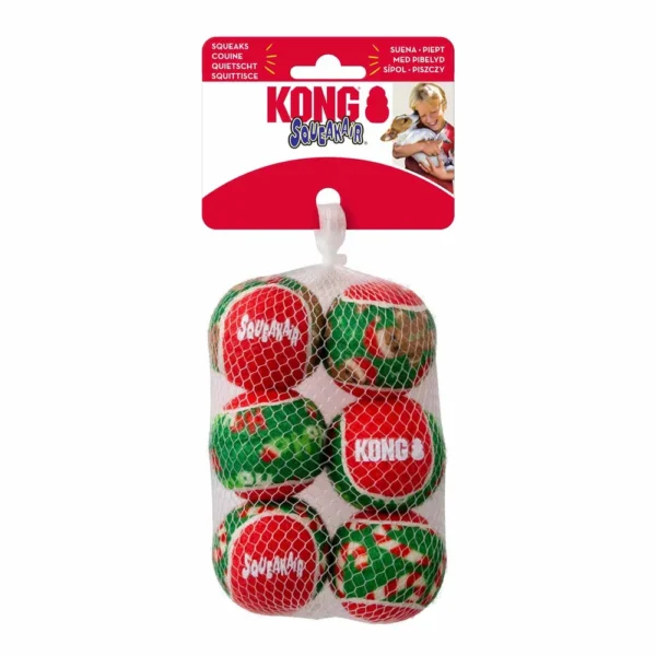 KONG Holiday Juleleke Squeakair Ball S 14x10x5cm 6pk