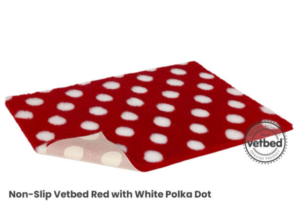 VetBed Nonslip Rød m/hvite prikker 100x75cm
