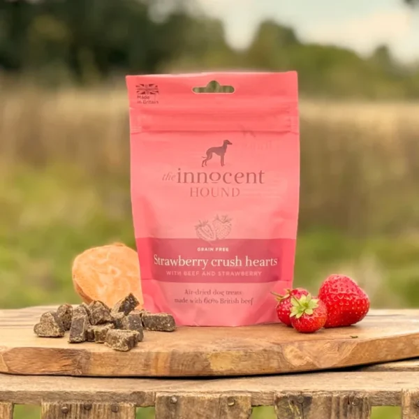 the Innocent Hound Jordbærhjerter med storfe 70g