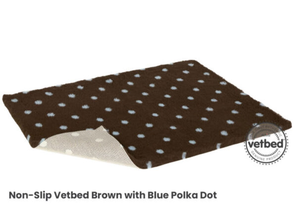 VetBed Nonslip Brun m/blå prikker 100x75cm