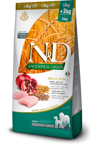 Farmina N&D Dog Ancestral Grain Chicken & Pomegranate Adult Medium & Maxi 15kg
