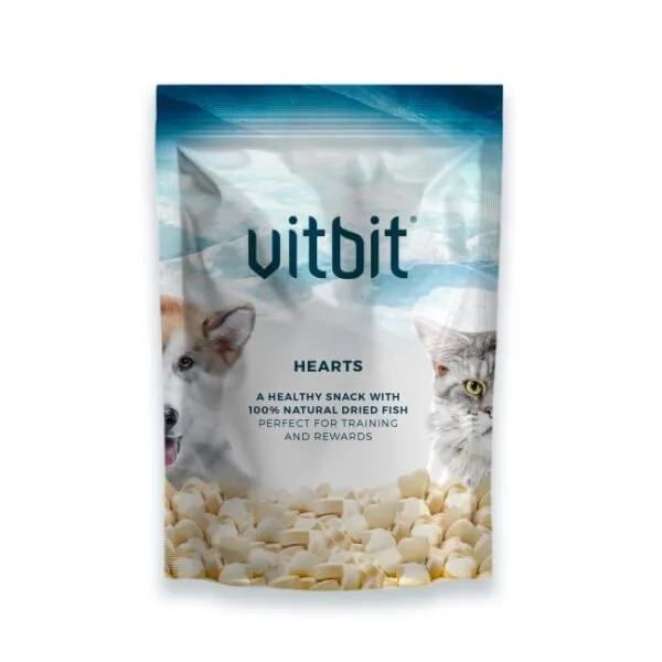 Vitbit Hearts 100% Naturlig Tørket Fisk 80g