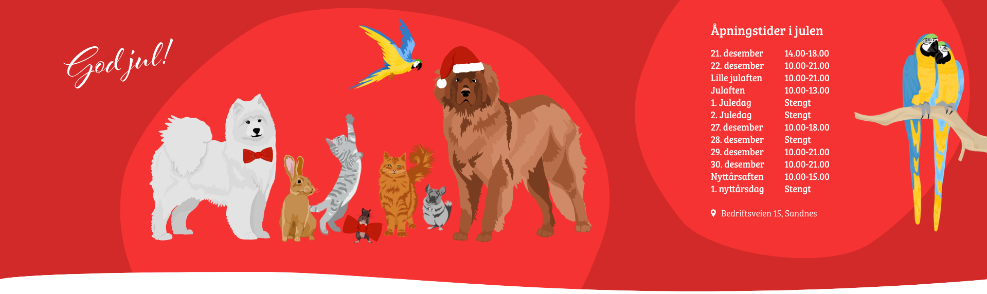 nettsidebanner jul - åpningstider for julen