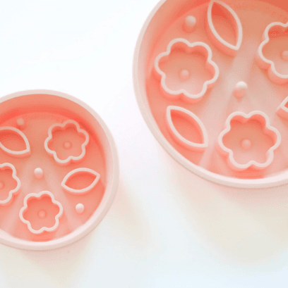 EmeryPets Slow feeder skål blomster & blader fersken S