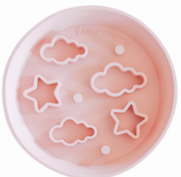 EmeryPets Slow feeder skål stjerner & skyer rosa M