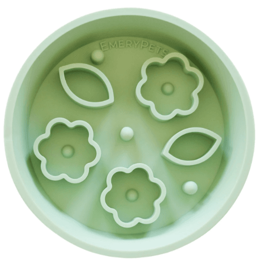 EmeryPets Slow feeder skål blomster & blader grønn S