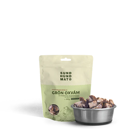 Sund Hundmat Frysetørket Grønn Oksevom 60g