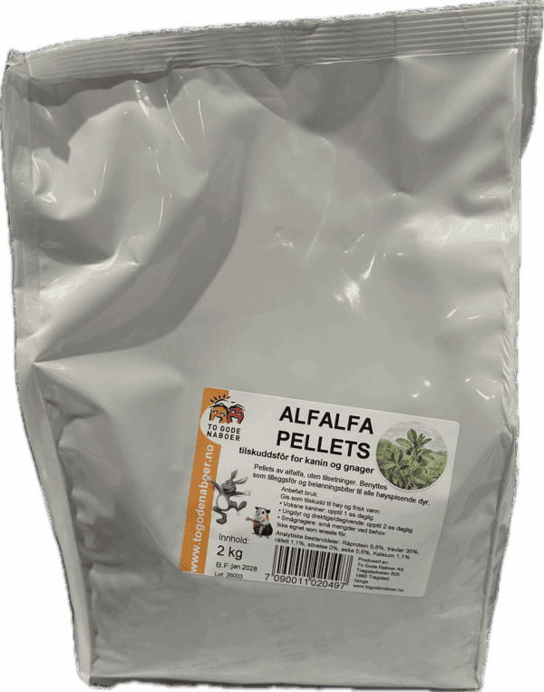 To Gode Naboer Kanin- og marsvinpellets Alfalfa 2kg