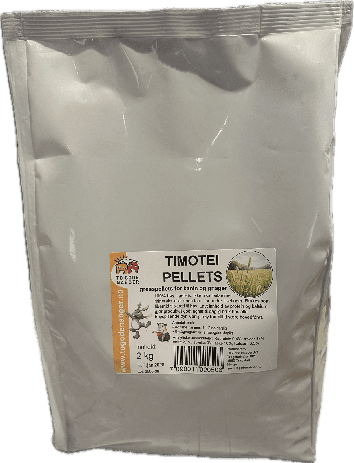 To Gode Naboer Kanin- og marsvinpellets Timotei 2kg