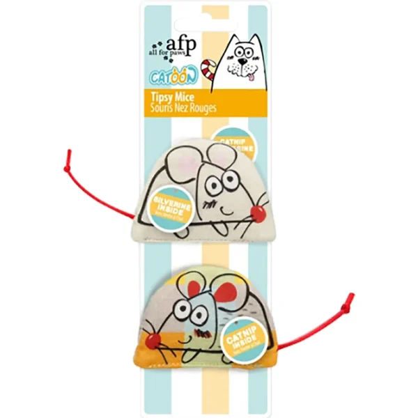 Katteleke Tipsy Mus m/silverline/catnip 5x9x1cm 2stk