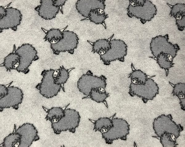 VetBed Nonslip Grå Høylandsfe 150x100cm