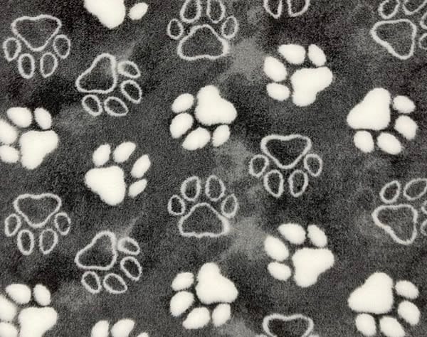 VetBed Nonslip Grå m/hvite poter 150x100cm