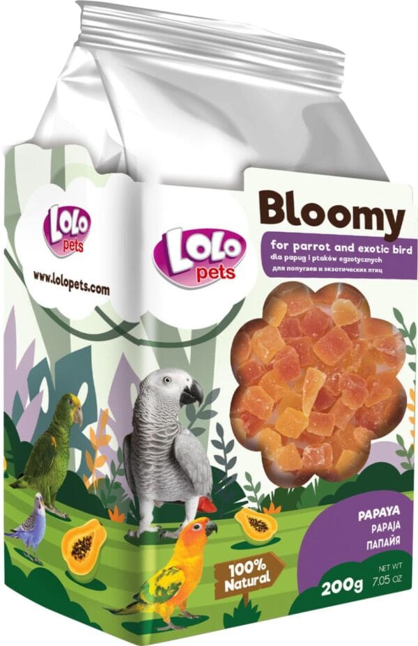 LoloPets Bloomy Tørket Papaya 200g