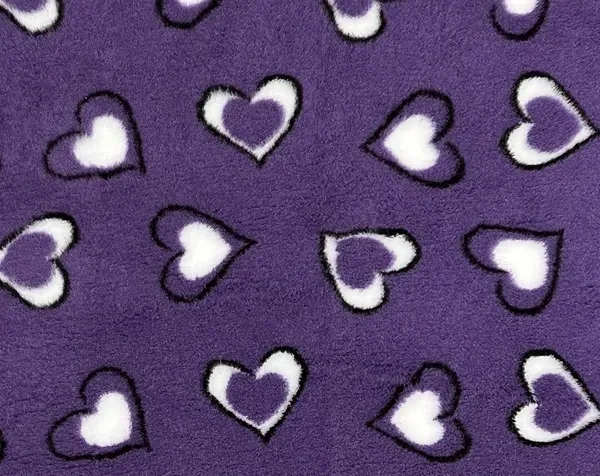 VetBed Nonslip Lilla m/svarte & hvite hjerter 150x100cm