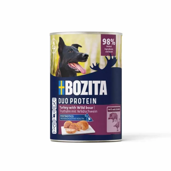 Bozita Dog Duoprotein Turkey w/Wild boar Patè w/chunks 400g