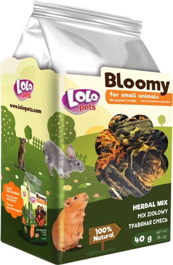 LoloPets Bloomy Urtemiks for kanin og gnagere 40g