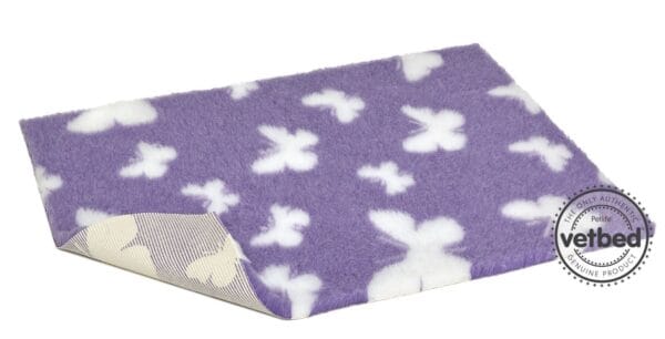 VetBed Nonslip Lilla m/hvite sommerfugler 75x50cm