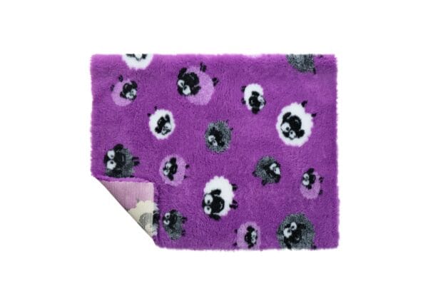 VetBed Nonslip Lilla m/hvite/grå/lyselilla sau 100x75cm