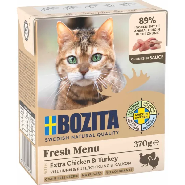 Bozita Cat Fresh Menu w/Chicken & Turkey Chunks in Sauce 370g