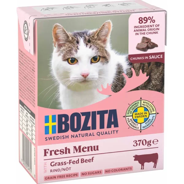 Bozita Cat Fresh Menu w/Grass-Fed Beef Chunks in Sauce 370g